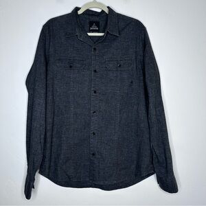 Prana Dark Gray Casual Button Up Shirt Size Medium Camping Outdoors Office